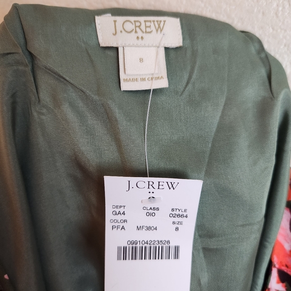 J. Crew Green Floral Long Sleeve Dress Size 8 - Picture 2 of 5
